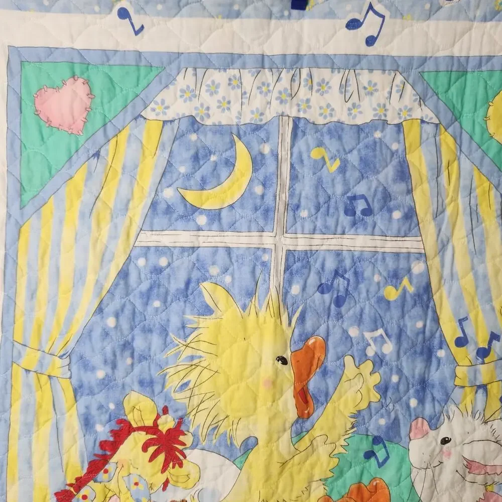 Vintage Little Suzy’s Zoo Baby Quilted Crib Blanket 35X45”- Satin Trim